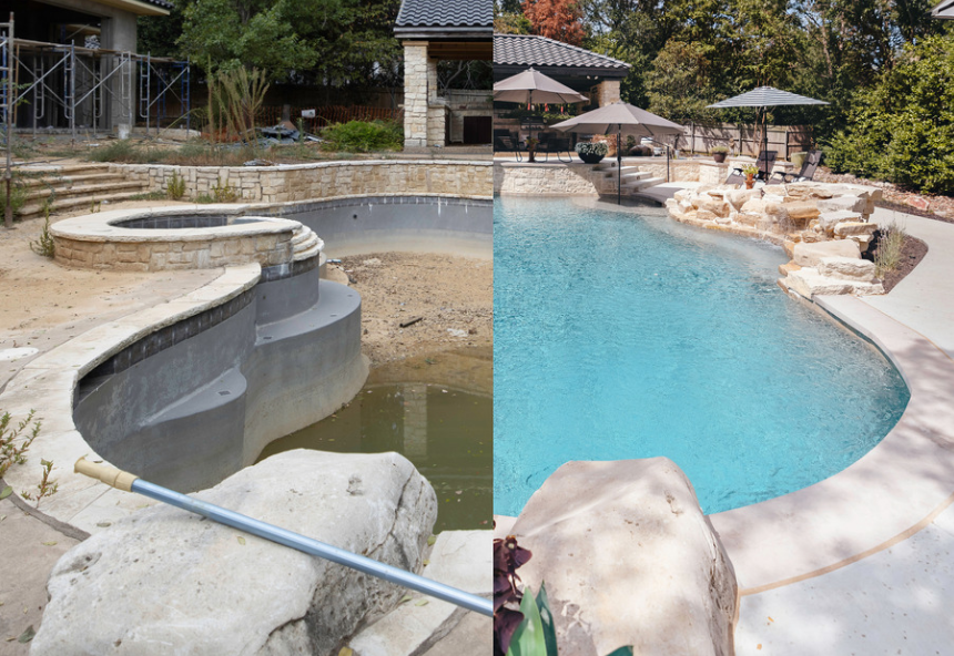 Before and after Pulliam Pools renovation