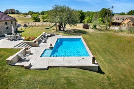Birds eye view of geometric pool.