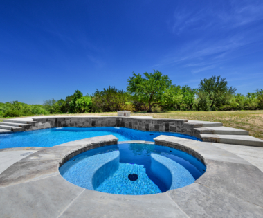 Elevated freeform pool.
