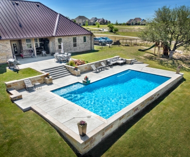 Birds eye view of geometric pool.
