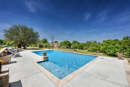 Birds eye view of geometric pool.
