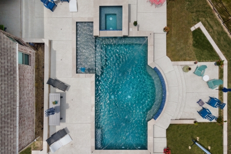Birds eye view of geometric pool.