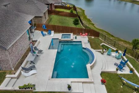 Birds eye view of geometric pool.
