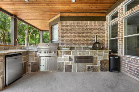 Outdoor barbecue set up.