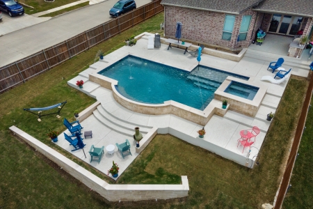 Birds eye view of geometric pool.