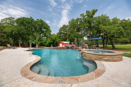 Pool with rock waterfall.