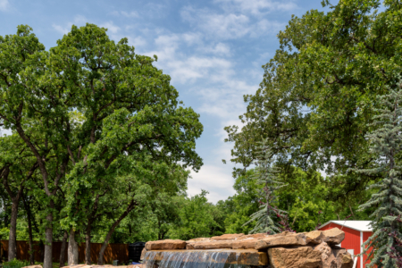 Pool with rock waterfall.