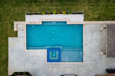 Birds eye view of geometric pool.