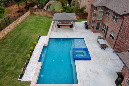 Birds eye view of geometric pool.