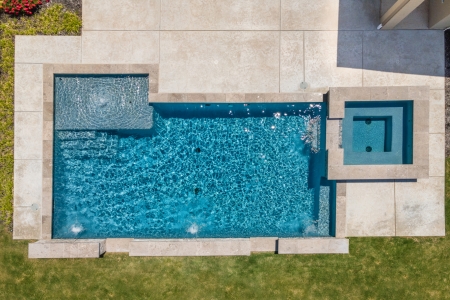 Birds eye view of geometric pool.