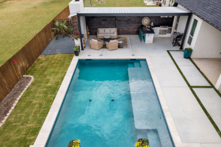 Birds eye view of geometric pool.