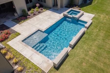 Birds eye view of geometric pool.