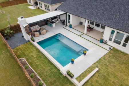 Birds eye view of geometric pool.