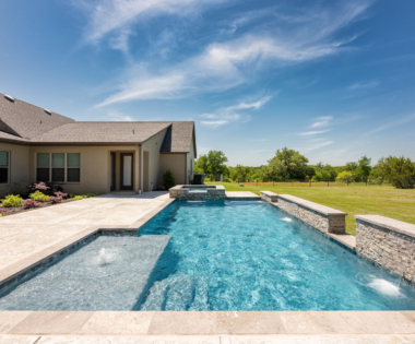 Side view of geometric pool.