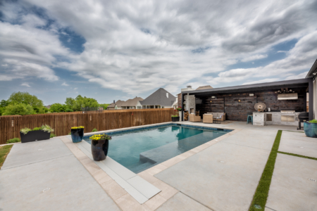 Birds eye view of geometric pool.