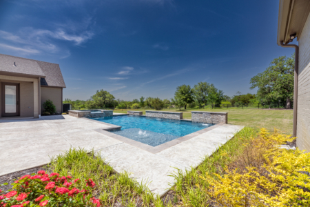 Side view of geometric pool.