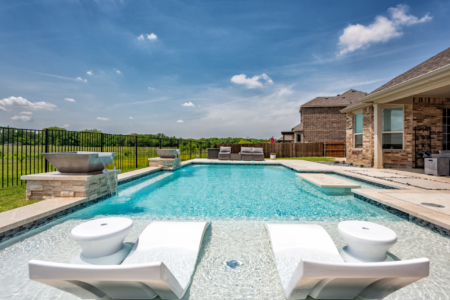Geometric pool with seats.