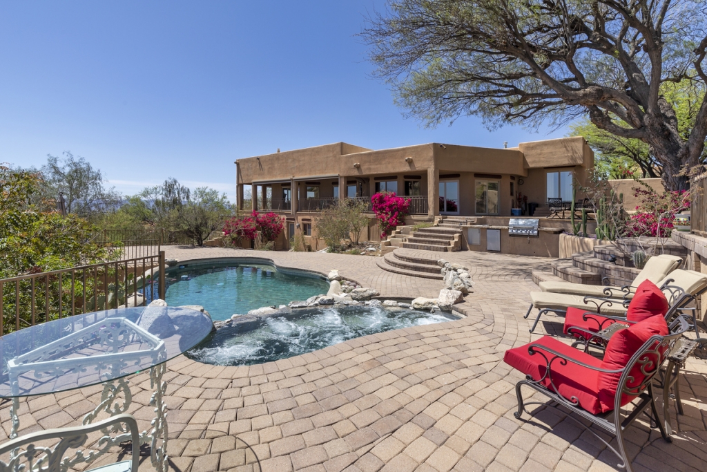 Swimming pool with brick decking