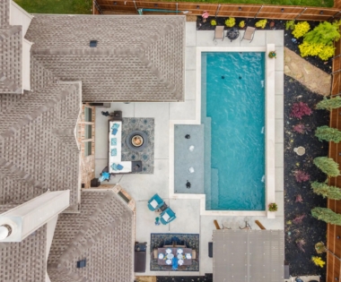bird's view of rectangle pool.