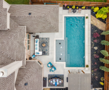 bird's view of rectangle pool.